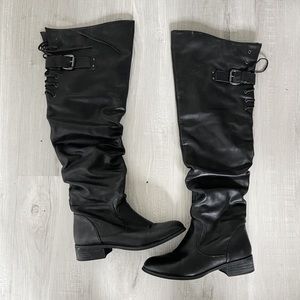 Black over the knee slouchy boots